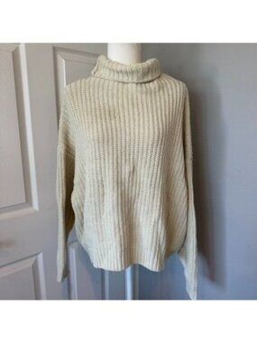 Free People Crochet Knit Oversized Pullover Turtleneck Sweater Size XS NWOT
